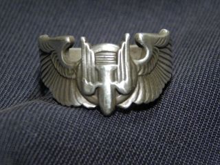 Wwii Us Army Aerial Gunner Wing Sterling Ring Frm Pin Trench Art Aaf Size 11 1/2