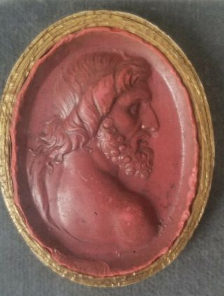 Antique circa 1790 Grand Tour intaglios cameo gem Georgian red sulfur framed 2