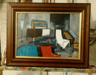 Mid Century Modern Style Abstract Painting Impressionist Vintage,  Modernist