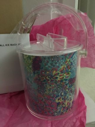 Nib Lilly Pulitzer Acrylic Ice Bucket With Lid & Tongs