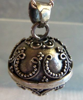Victorian Sterling Silver Ornate Design Ball Pendant Necklace Gorgeous