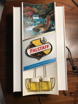 Vintage Falstaff Beer Sign With Motion Toasting Mugs.