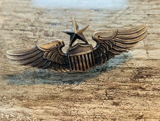 Wwii U.  S.  Army Air Corps Senior Pilot Wing By Meyer,  N.  Y.  - Pin Back,  Sterling