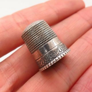 Simons Brothers Antique Victorian 925 Sterling Silver Etched Sewing Thimble