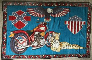 Vintage Velvet Wall Tapestry Hanging Rug Rebel Eagle Hog Stars/stripes 32x48