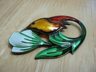 Hummingbird Pin / Brooch - Guilloche Enamel - Sterling Silver - David Andersen 3