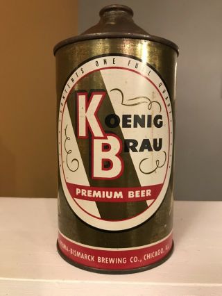 Vintage Koenig Brau Premium Beer 32 Oz Cone Top Quart Steel Can Bismarck Chicago
