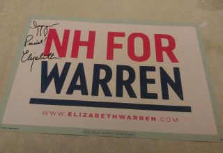 Elizabeth Warren 2020 President Candidate Signed Autographed Poster Placard Sign