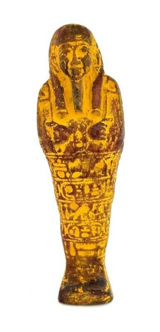 Rare Faience Ancient Egyptian Ushabti Late Period Glazed Shabti Stone Hieroglyph