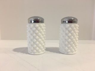 Vintage White Milk Glass Hobnail Salt And Pepper Shakers