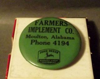 Antique John Deere Advertising Moulton Ala.  Button Sharpener Farmers Implement