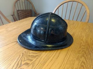 Antique Firefighter Fireman Cairns Leather Fire Helmet Vintage With Shield