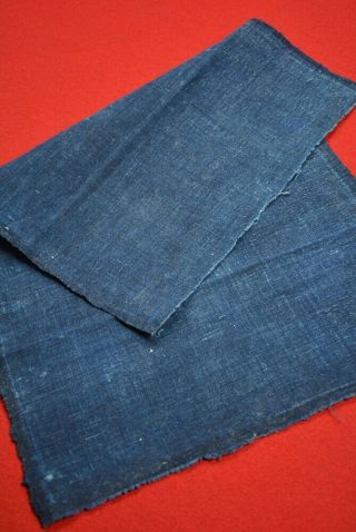 Cb49/50 Vintage Japanese Fabric Cotton Antique Boro Patch Indigo Blue 20.  5 "
