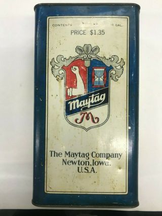 Vintage Maytag Multi - Motor Oil & Gas Fuel Mixing Can/tin Rare Tall Gallon 4