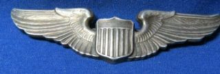 Wwii Sterling Army Air Forces Pilot Full Size 3 Inch Wings Badge By Meyer