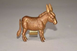 Antique Brass Donkey Figural Tape Measure - 2 - 1/2”l,  2 - 1/4”h