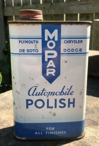 Vtg Mopar Automobile Polish 1 Pint Oil Can Plymouth Desoto Chrysler Dodge Rare