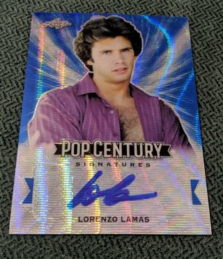 Lorenzo Lamas 2019 Leaf Metal Pop Century Autograph Blue 1/20 Auto