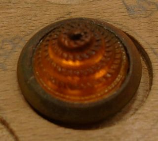 Wow 9/16 " Waistcoat Orange Glass Rope Spiral Metal Antique Button 5:9