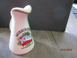 Vintage Mini Miniature Pitcher Mississippi The Magnolia State Pottery 2 1/2 "