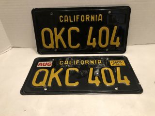 Vintage Black California License Plates Qkc 404 Dmv Clear