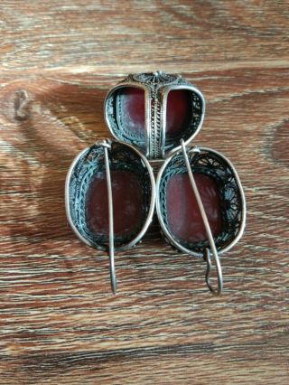 Antique Bakelite Cherry Amber set ring & earrings 30G faturan 3