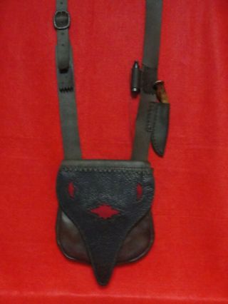 Black Powder Possibles Bag/hunting Pouch W/ Patch Knife & Powder Measure