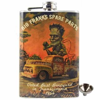Big Franks Spare Parts Stainless Steel Hip Flask Lowbrow Gift Retro Alcohol Bar