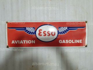 Esso Aviation 29 1/2 X 11 Inches Vintage Enamel Sign