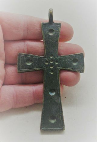 Ancient Byzantine Bronze Crusaders Cross Amulet Wearable Item