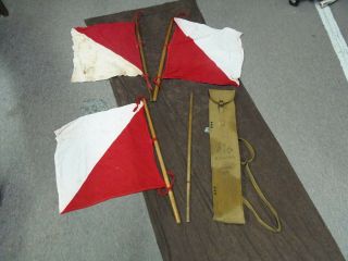 Ww2 Us Army Signal Corps Flag Kit Missing 1 Flag With Burlap Bag
