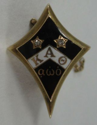 Vintage Kappa Alpha Theta Sorority Pin Badge Gold Diamonds Beta Mu Chapter 1924