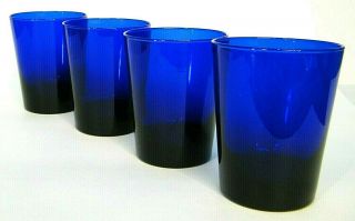 4 ViNTAGE LiBBEY FLARE COBALT BLUE 12 Oz DOUBLE OLD FASHiONED COCKTAiL GLASSES 3