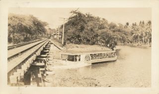 1930s Oahu Railway Steam Engine Train & The Glass Bottom Boat Hawaii Photo