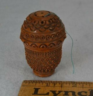 Sewing Thread Holder Box Carved Vegetable Ivory Victorian Antique 19thc