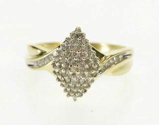 10k Diamond Marquise Cluster Freeform Bypass Ring Size 7 Yellow Gold 88