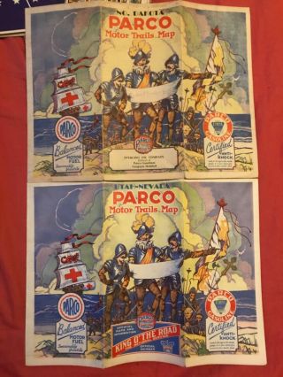Parco Gas Oil Road Map Set Of 2 Grease Can Oil Can