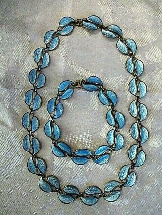 David Andersen Blue Enamel Sterling Silver Necklace Bracelet Set Winnaess Norway 2
