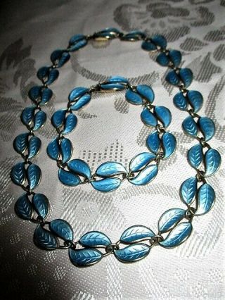 David Andersen Blue Enamel Sterling Silver Necklace Bracelet Set Winnaess Norway 3