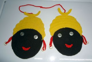Vintage Black Mammy Pot Holders Hand Made Crocheted
