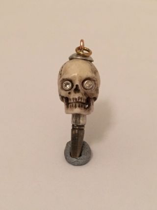 Antique Memento Mori Diamond Eye Skull Watch Key