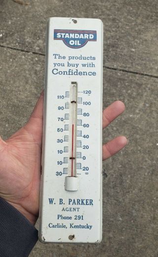 Vintage Standard Oil Of Kentucky Thermometer W B Parker Carlisle Ky Sign Kyso