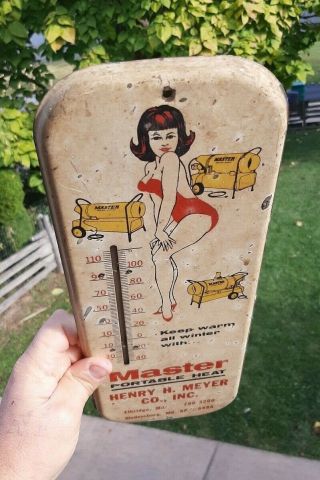 Vintage Master Portable Heater Advertising Thermometer Sign Heaters Elkridge MD 2