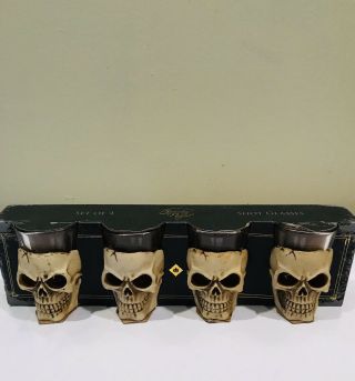 Spooky Night Halloween Skull Shot Glasses (set Of 4)