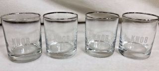 4 Knob Creek Silver Rimmed Round Heavy Base Low Ball Glasses