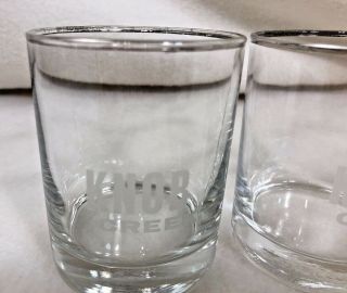 4 Knob Creek Silver Rimmed Round Heavy Base Low Ball Glasses 2
