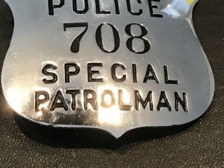Obsolete Detroit Special Patrolman 708 Badge WW2 Era Police 3