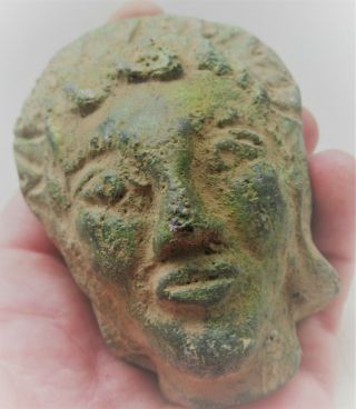 Circa 200 - 300ad Ancient Roman Bronze Statue Fragment Head Of Sol Invictus