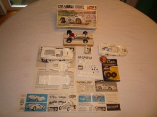 Vintage 1966 Monogram Chaparral 1/24 Scale Kit And Alum.  Chassis Slot Car