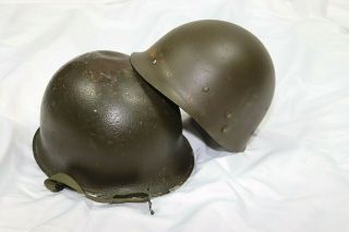 Wwii Us Helmet W/ Liner M1 Fixed Bail With Khaki U.  S.  Army Marine Ww2 Military